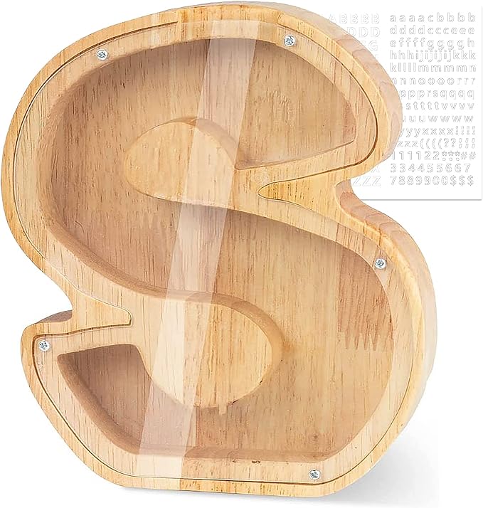 Personalized Wooden Letter Piggy Bank For Kids - Image 23