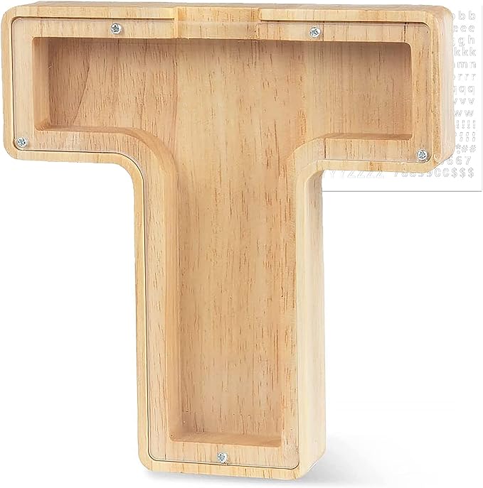 Personalized Wooden Letter Piggy Bank For Kids - Image 24