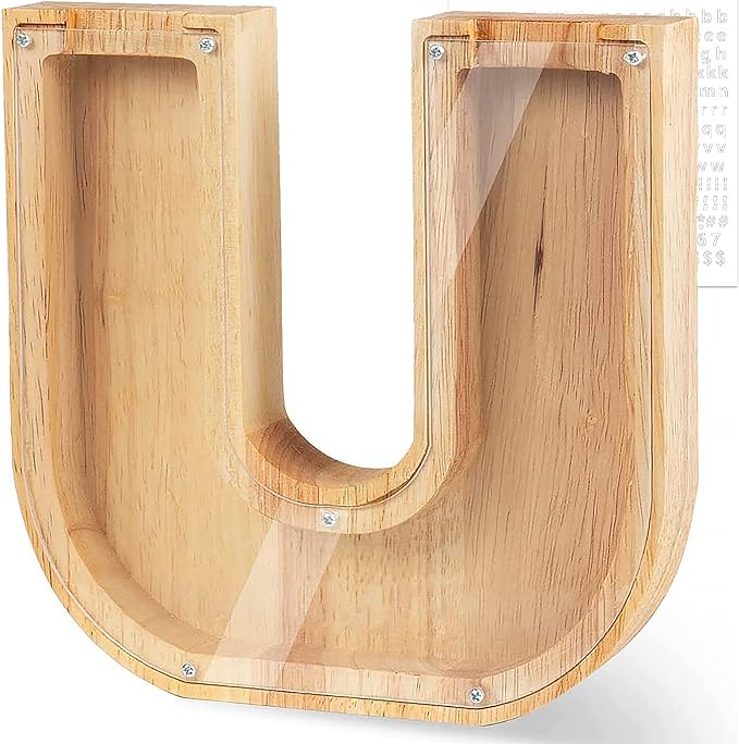 Personalized Wooden Letter Piggy Bank For Kids - Image 25
