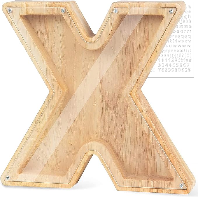 Personalized Wooden Letter Piggy Bank For Kids - Image 28
