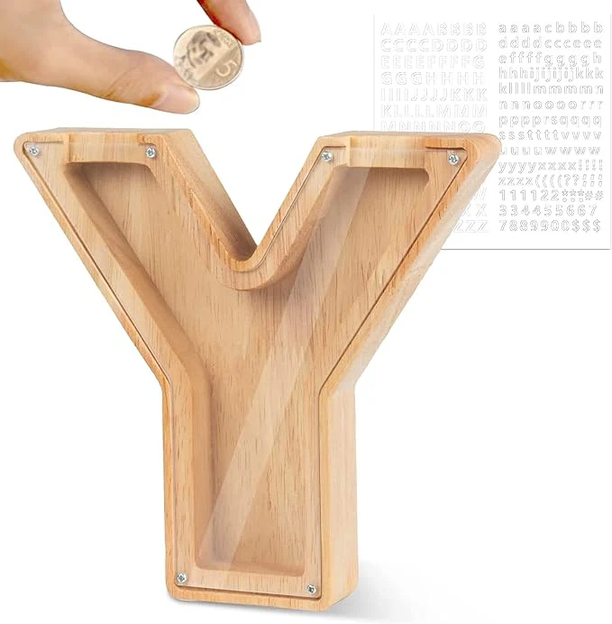 Personalized Wooden Letter Piggy Bank For Kids - Image 29