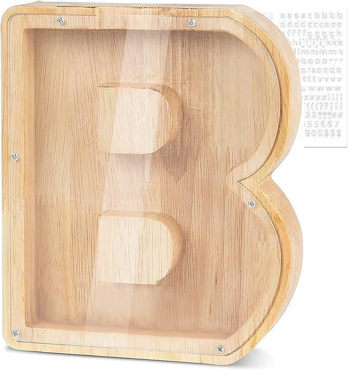 Personalized Wooden Letter Piggy Bank For Kids - Image 6
