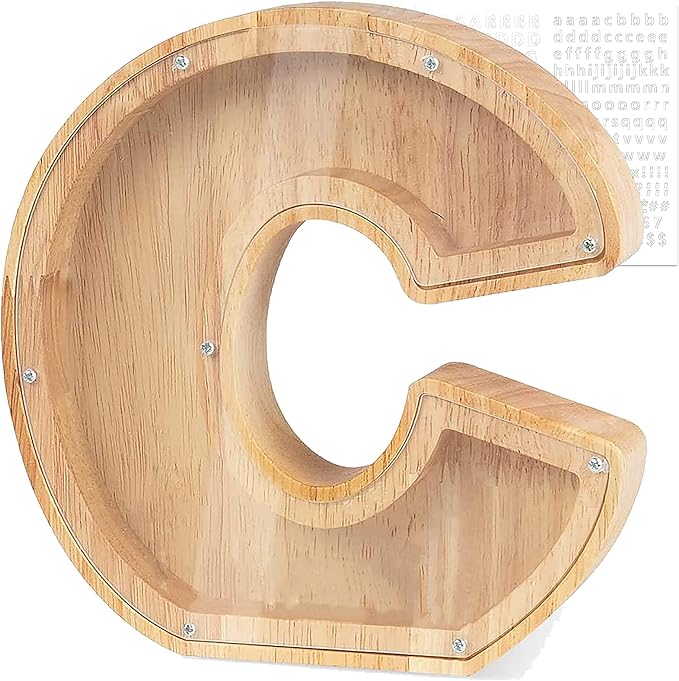 Personalized Wooden Letter Piggy Bank For Kids - Image 7