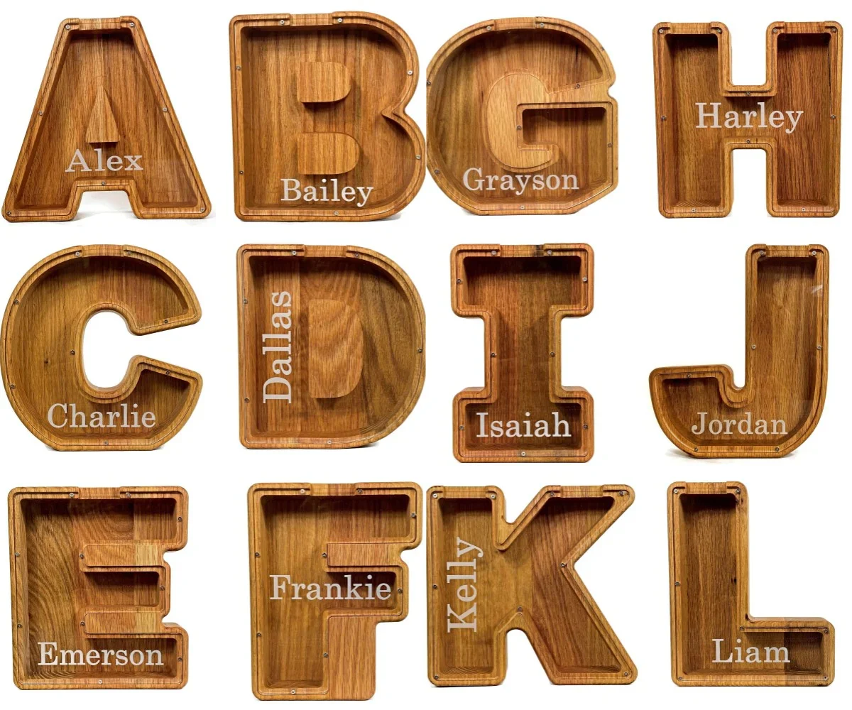 Wooden Letter Coin Piggy Bank Gift For Kids - Image 6