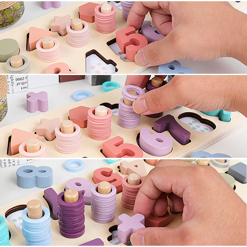 Wooden Math Shape Color Sorting Puzzle - Image 3
