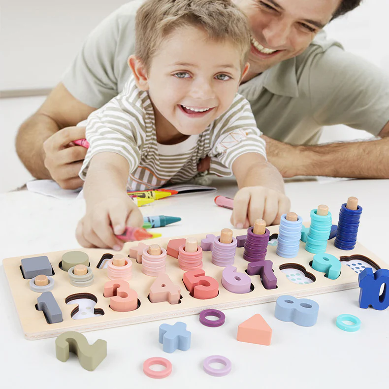 Wooden Math Shape Color Sorting Puzzle - Image 4