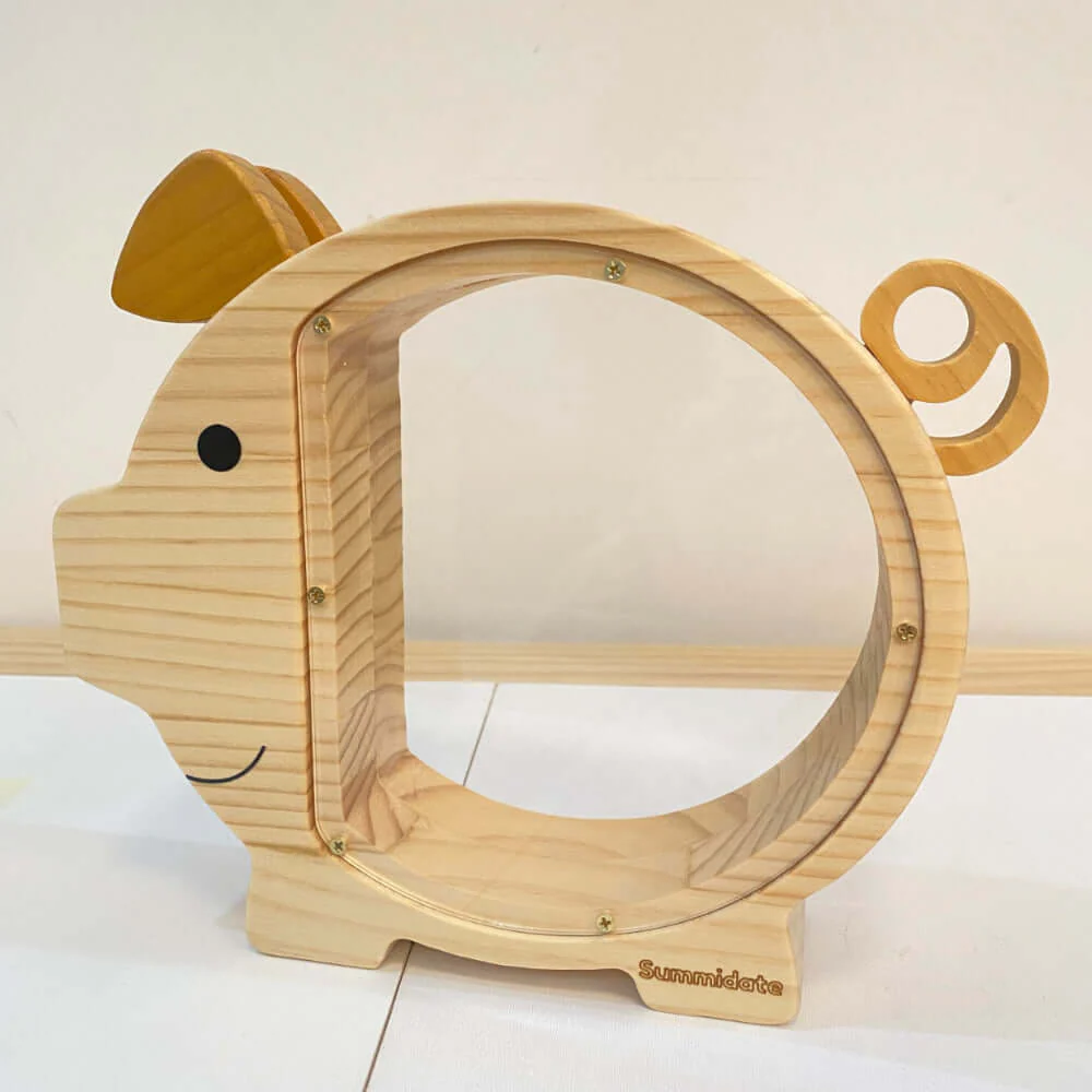 Personalized Wooden Pig Piggy Bank for Kids - Image 5