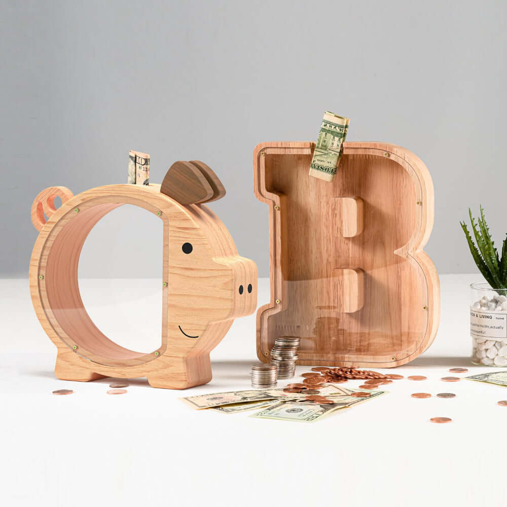 Personalized Wooden Pig Piggy Bank for Kids - Image 6