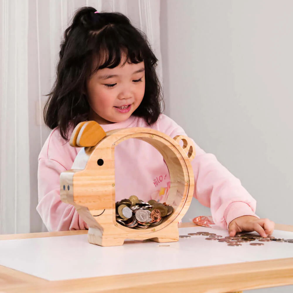 Personalized Wooden Pig Piggy Bank for Kids - Image 8