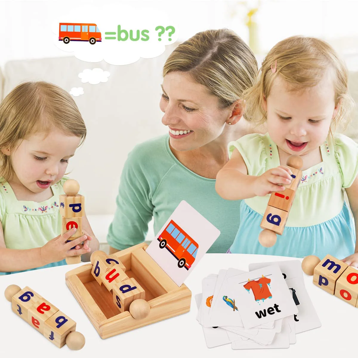 Wooden Scrabble Word Play Set Shelf - Image 2