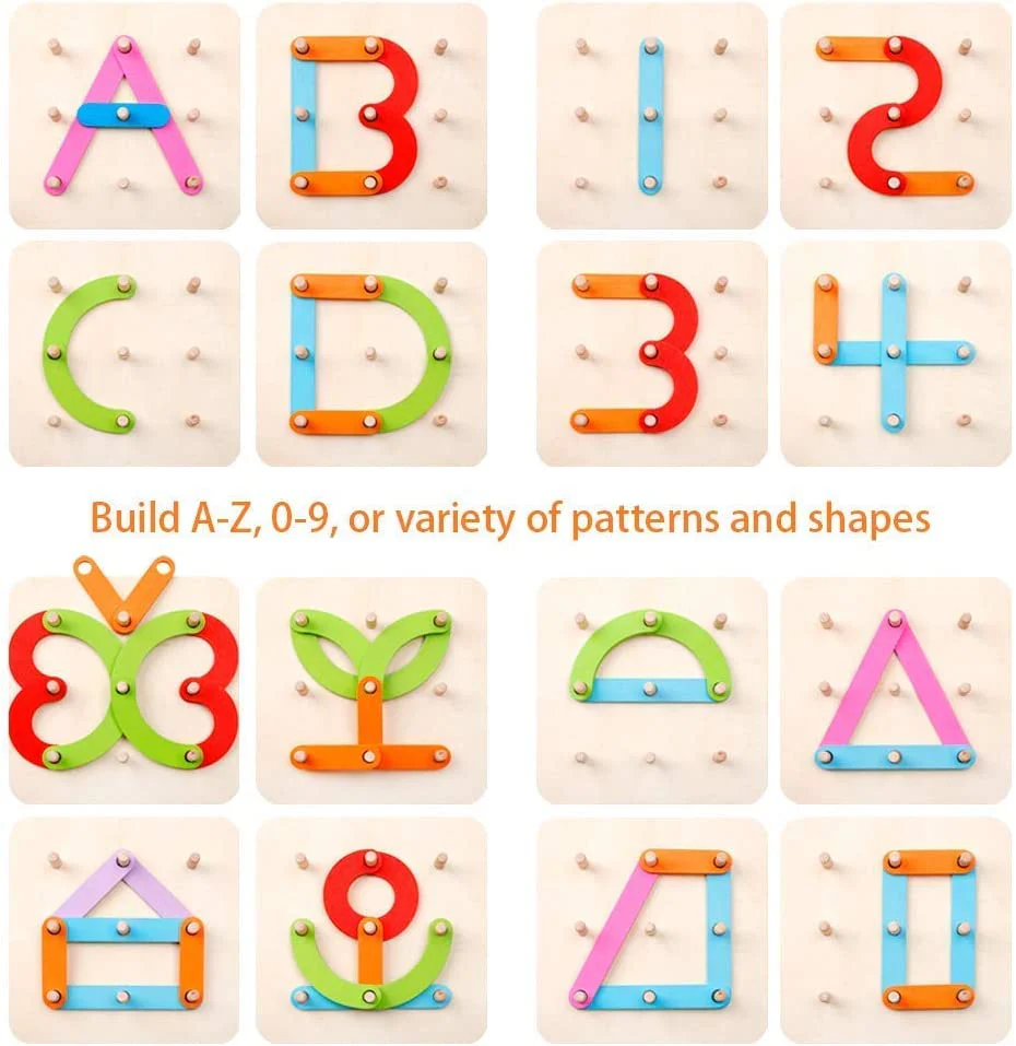 Wooden Shape Color Sorter Pegboard - Image 5