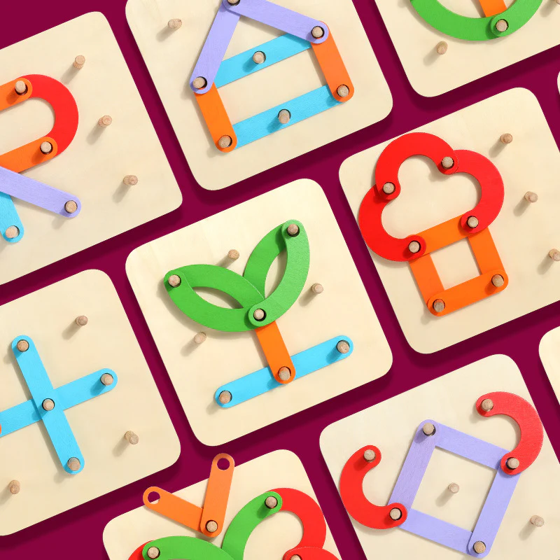 Wooden Shape Color Sorter Pegboard - Image 6