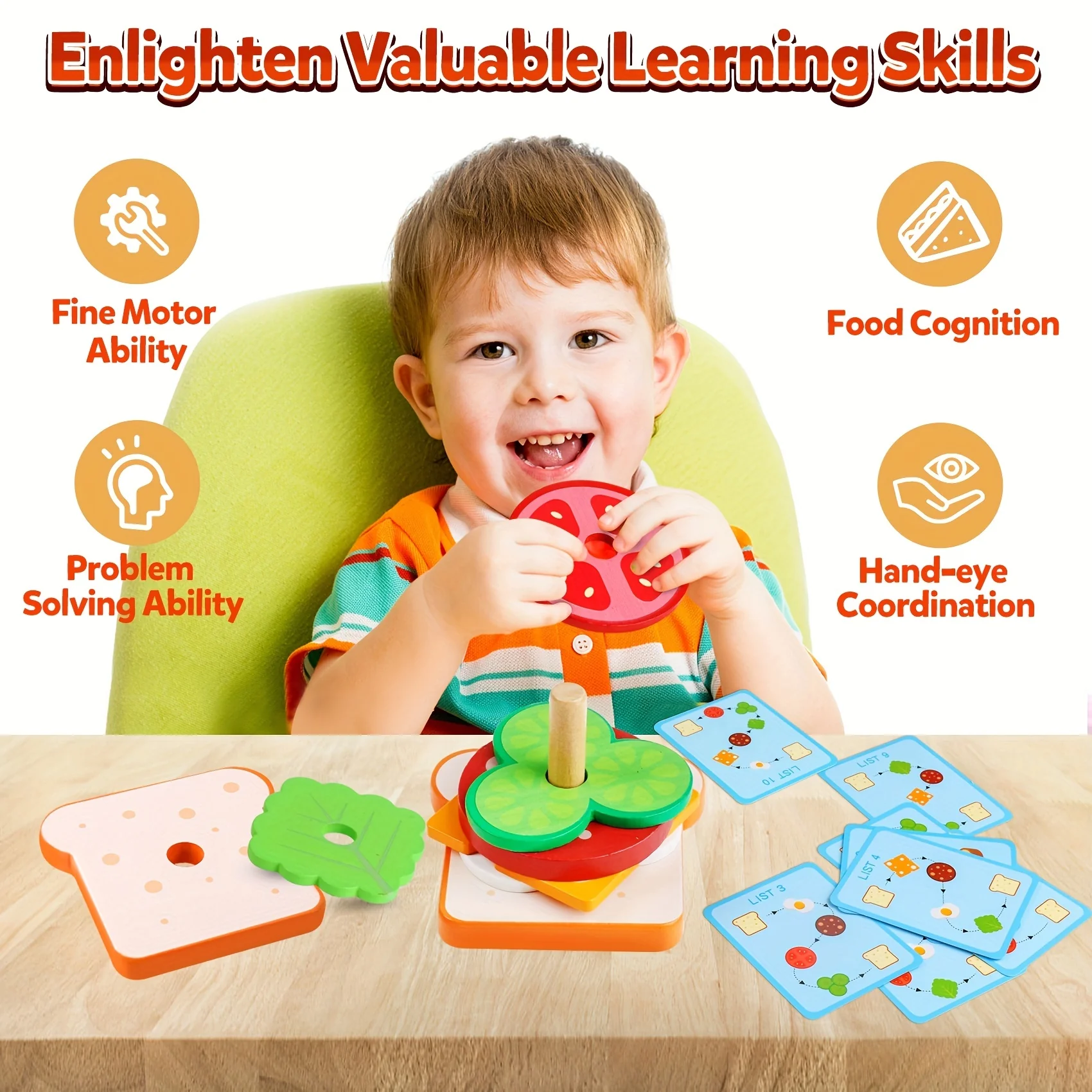 Wooden sorting and stacking toys - Image 9
