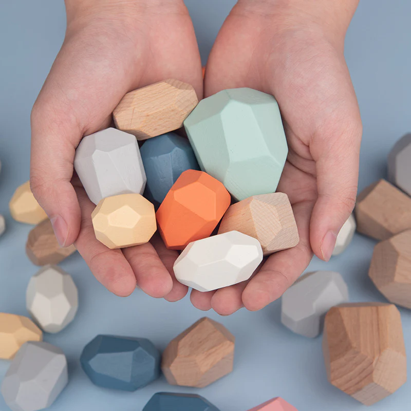 Wooden Sorting Stacking Rocks Balancing Stones - Image 4