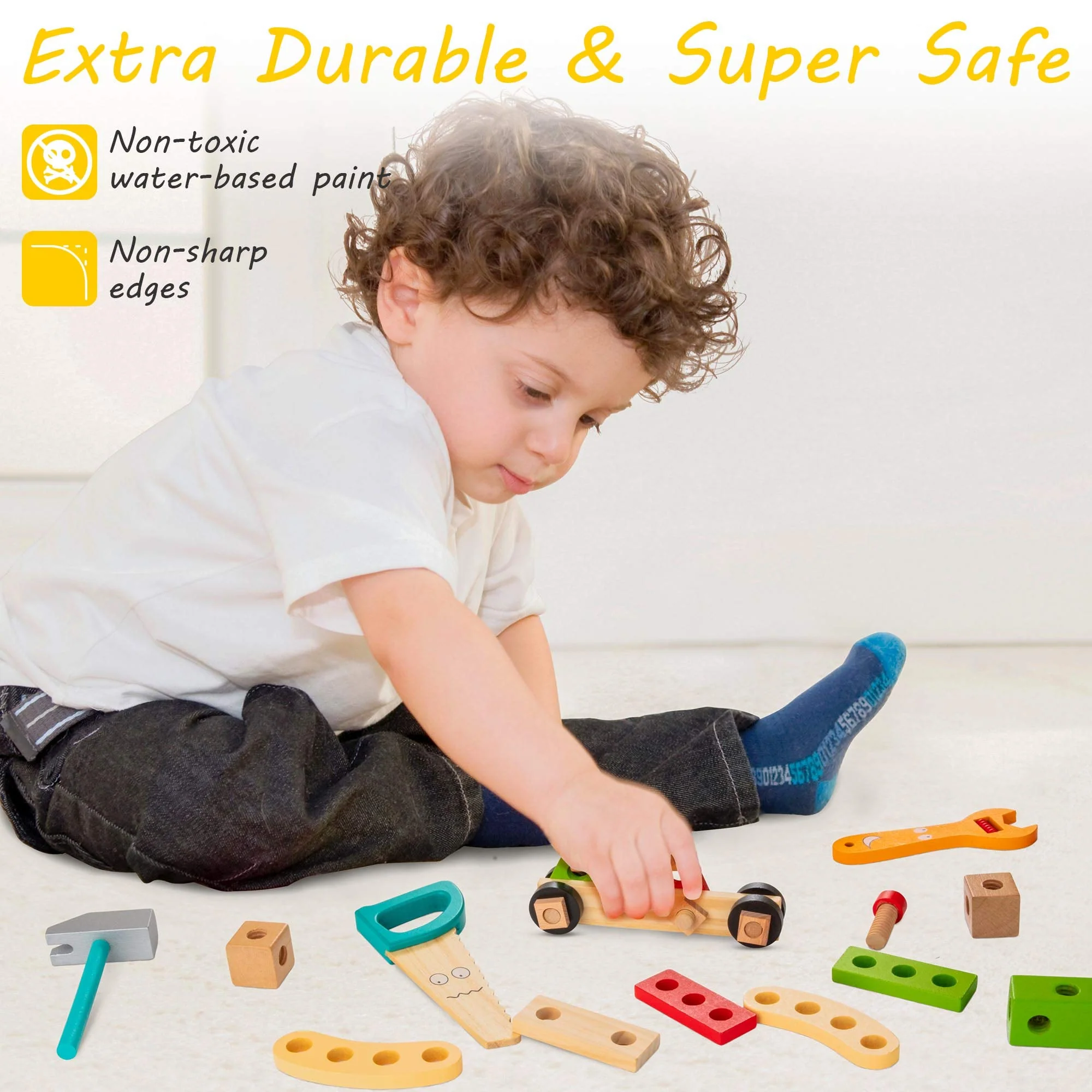 Wooden Toddler Tool Set, Montessori Education STEM Construction Toys - Image 5