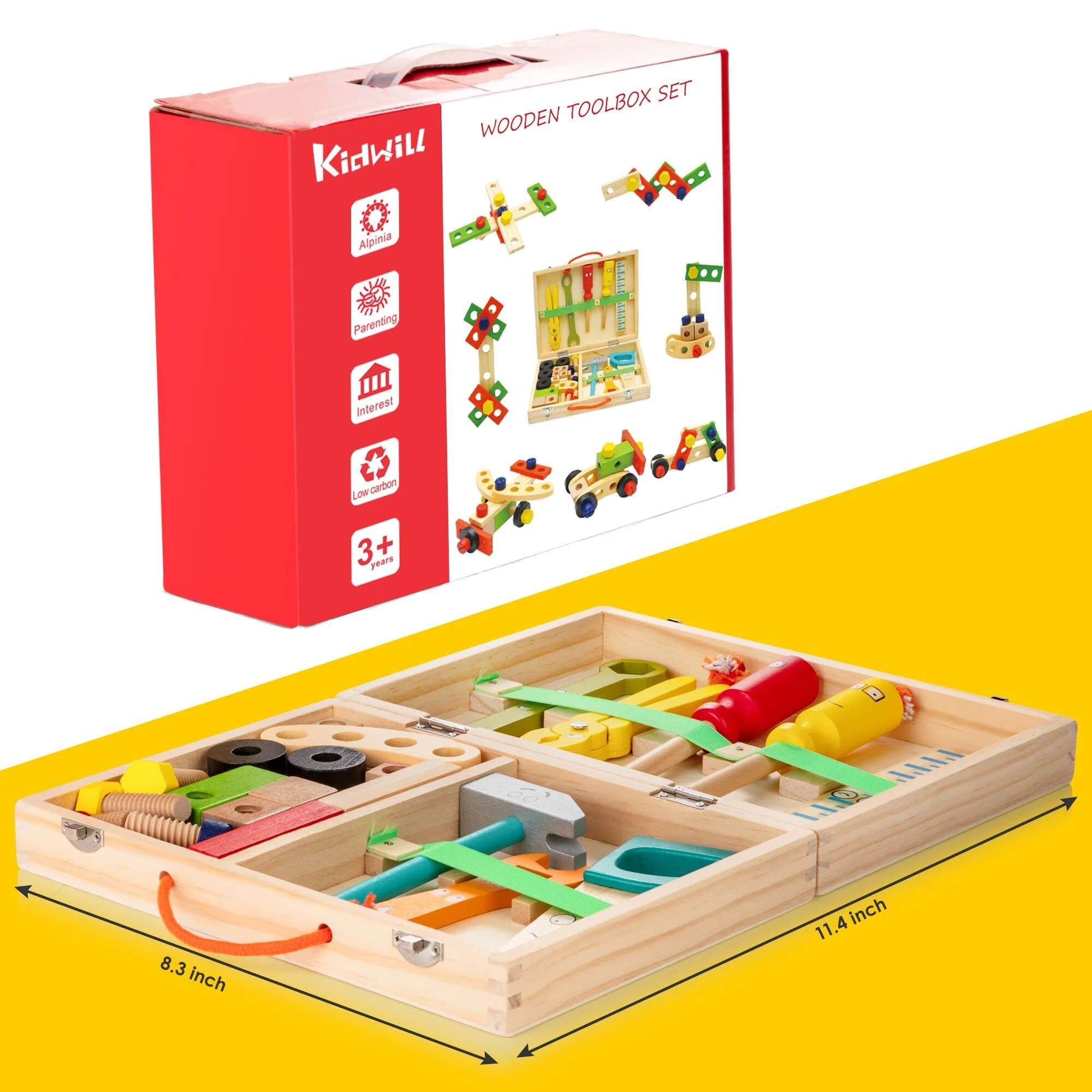 Wooden Toddler Tool Set, Montessori Education STEM Construction Toys - Image 7