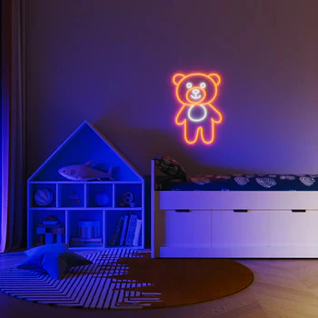 Yellow Cute Bear Neon Sign - Image 2
